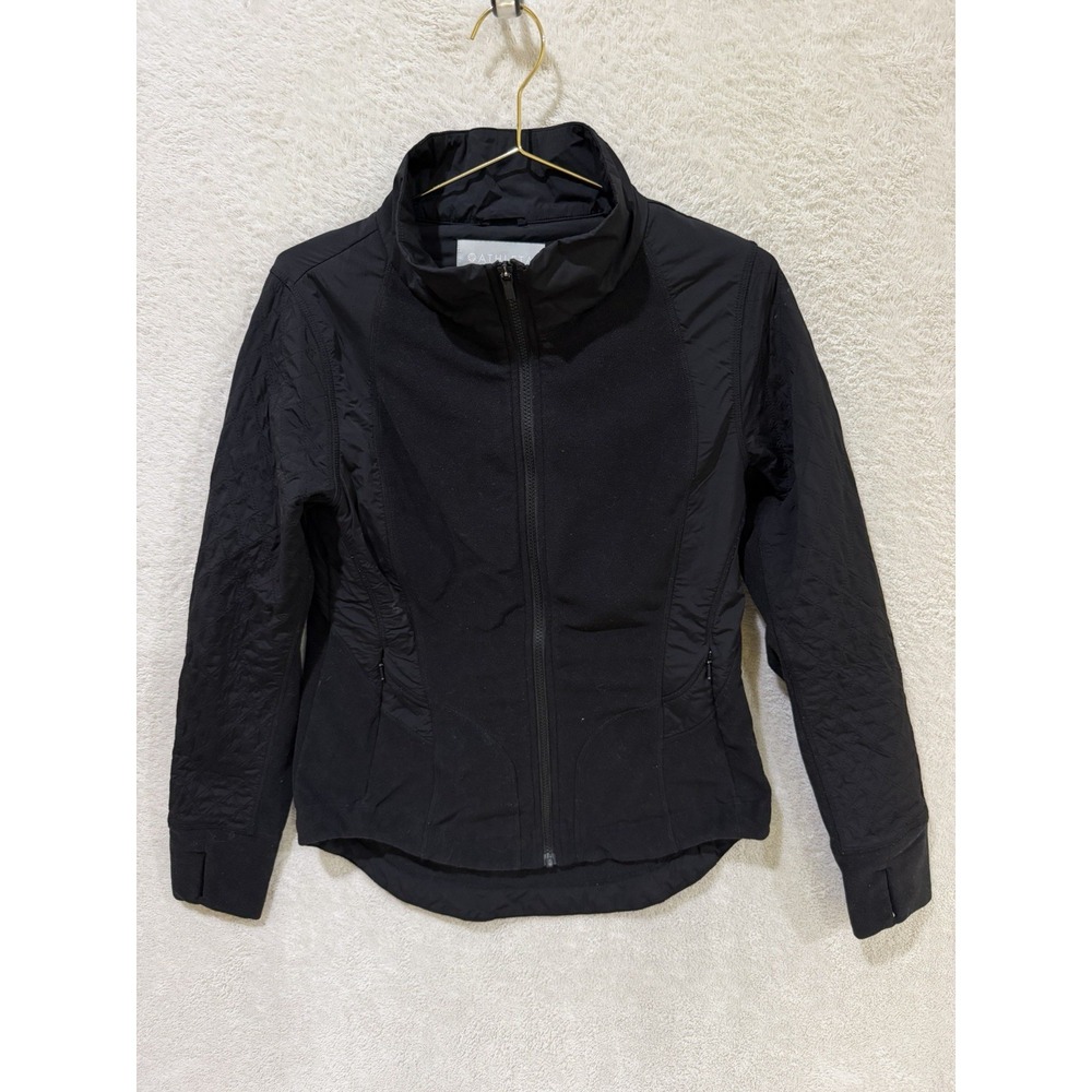 Athleta Cold Front Hybrid Jacket,Black Medium Full Zip No Hood Flaw